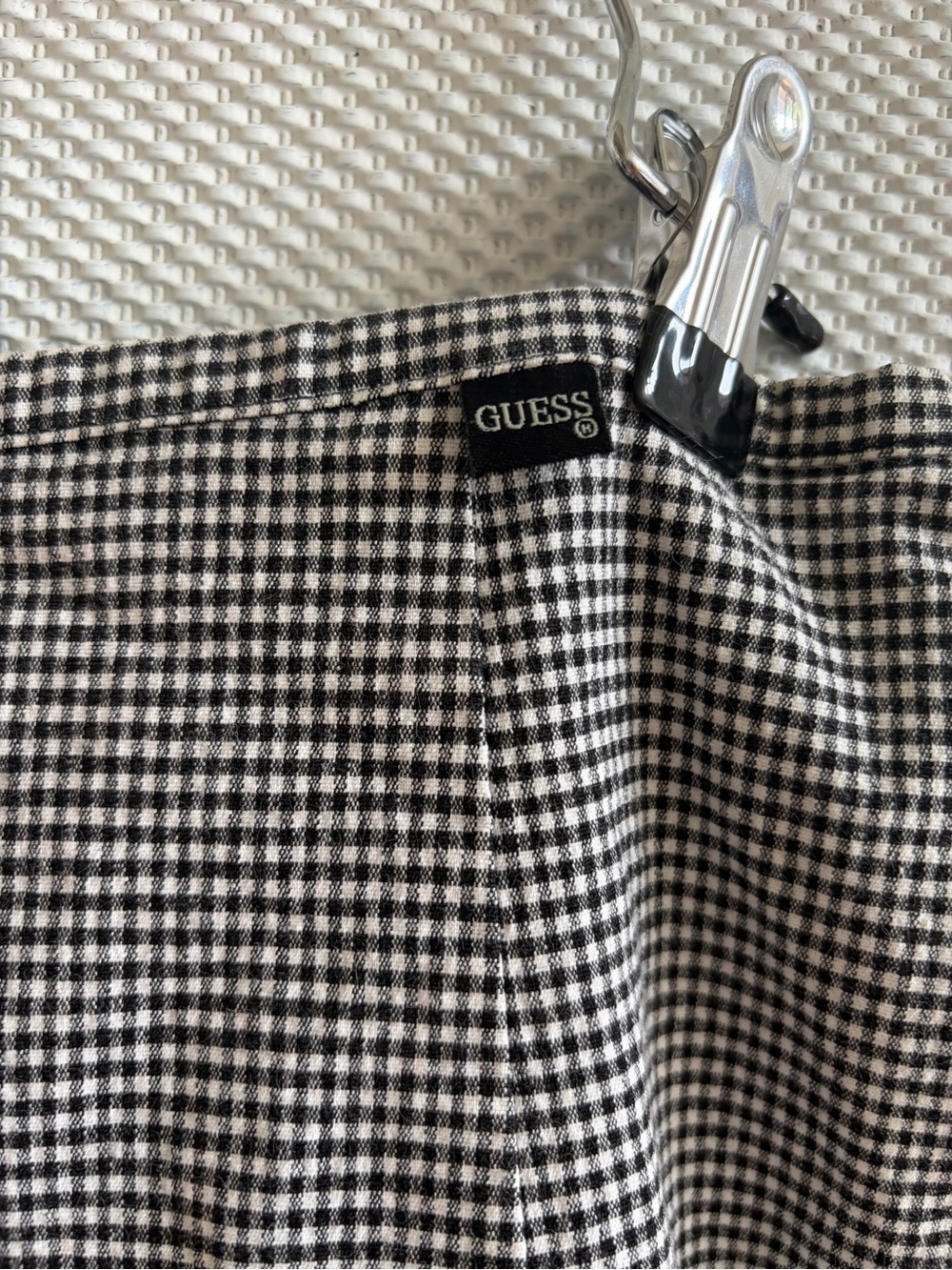 Vintage GUESS Black and White Gingham Houndstooth Plaid Mini Skirt